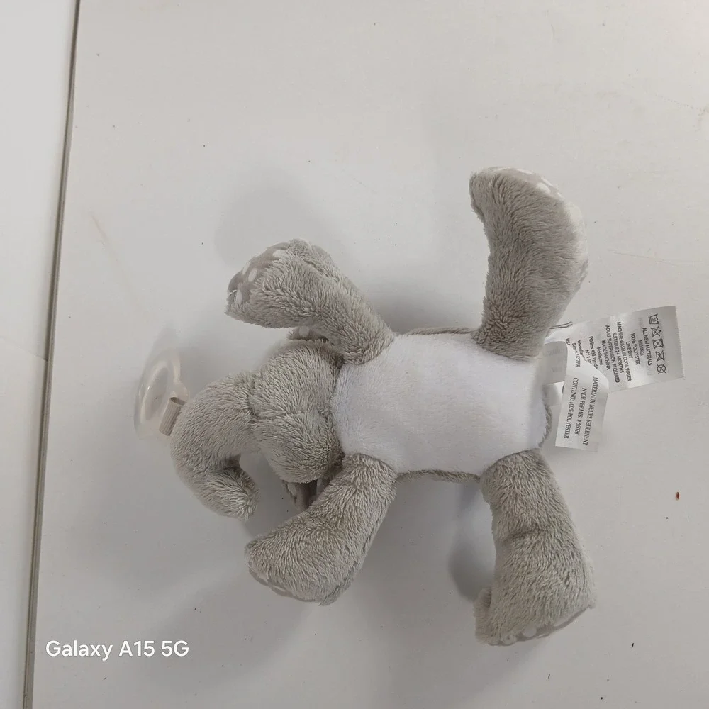 Nookums Paci-Plushies Buddies Gray Ella Elephant Baby Pacifier Holder EUC Passy